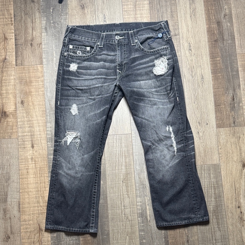 True Religion Distressed Gray Men's Jeans
